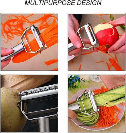 1 pcs Vegetable Peeler, Julienne Vegetable Peeler, Stainless Steel Multifunctional peeler scraper,Shredder, Double-Sided Blade Potato Peelers for Carrot Cucumber Apple Veggie Fruit