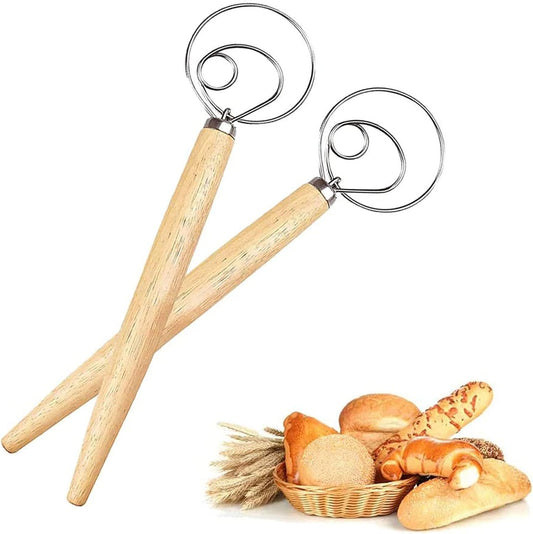 2 Pcs Danish Dough Whisk Large Stainless Steel
