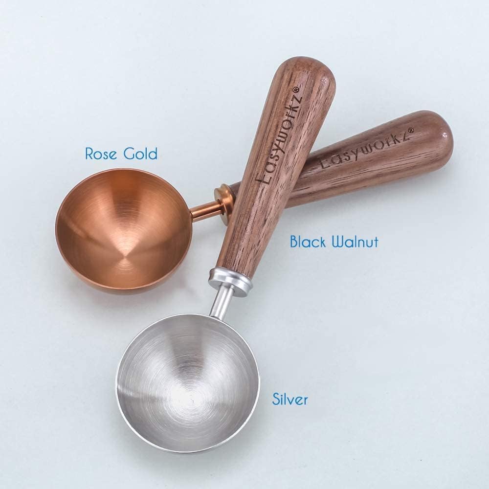 Easyworkz Retro Stainless Steel Coffee Spoon With Black Walnut Handle,10g - Measuring Spoon (Brushed gold)