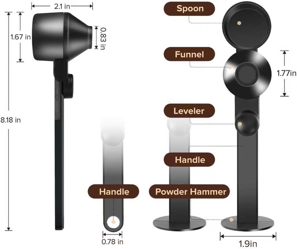 Coffee Scoop 2Tbsp & 51mm Espresso Tamper - BPA-Free PCTG Scoop Funnel, Fits K-Cups, Precise Measuring for Coffee/Protein/Powder/Hot Cocoa & Formula Dispensers (Black 1Pack)
