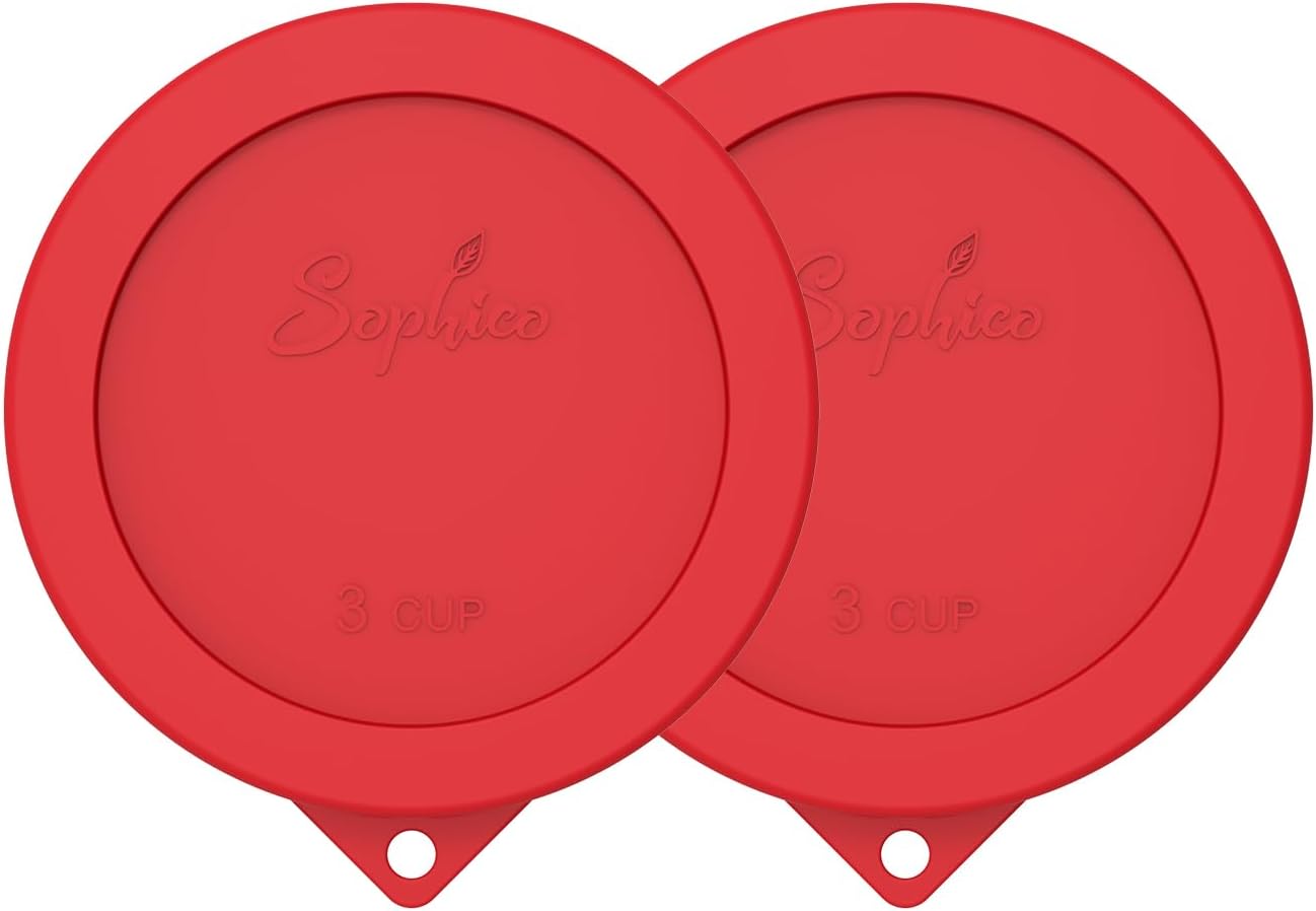 SOPHICO Silicone Replacement Lids for Pyrex Sculpted Glass & Tinted Glass Bowls Mixing Bowls（4 size）