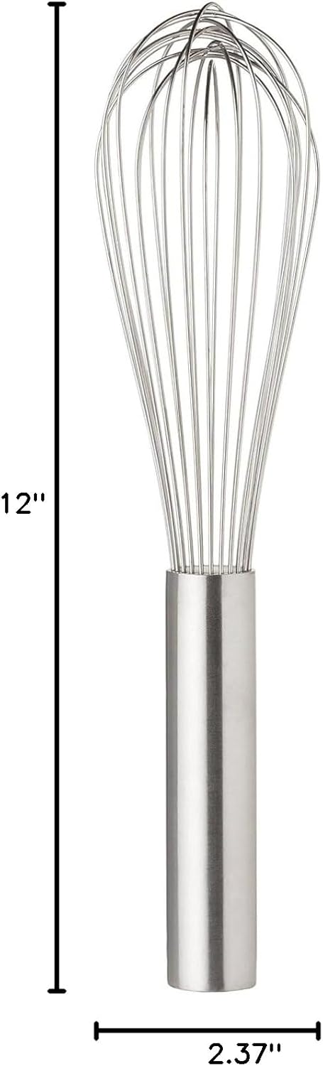 Soro Essentials- 14" Stainless Steel Piano Wire Whip- Thin Flexible Wire Whisk for Whisking Cooking Beating Blending Stirring Ingredients Mixing Sauces Baking Tools Cake Bread Pizza Pastry Biscuits