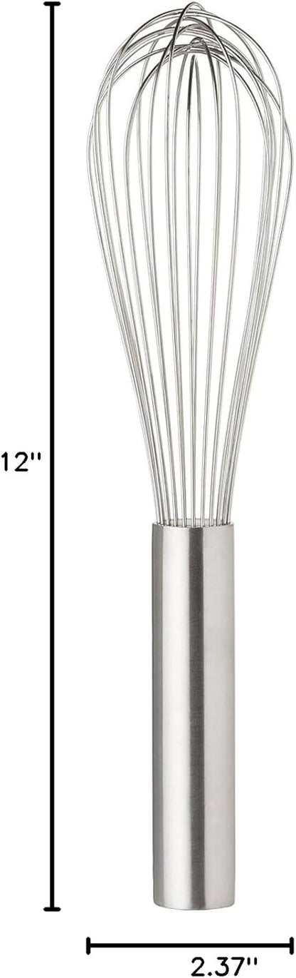 Soro Essentials- 14" Stainless Steel Piano Wire Whip- Thin Flexible Wire Whisk for Whisking Cooking Beating Blending Stirring Ingredients Mixing Sauces Baking Tools Cake Bread Pizza Pastry Biscuits