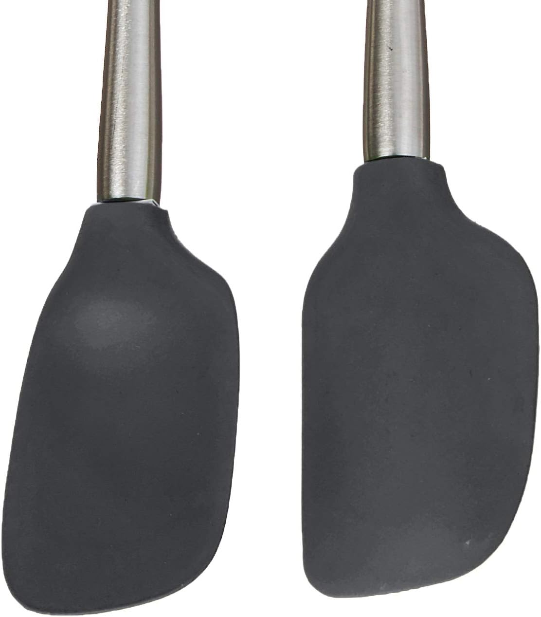 Tovolo Flex Core Silicone Spatula Spoonula Set of 2 for Non Stick Cast Iron Cooking & Baking, Dishwasher Safe Heat Resistant BPA Free Long Stainless Steel Handle Kitchen Utensil, Charcoal Gray