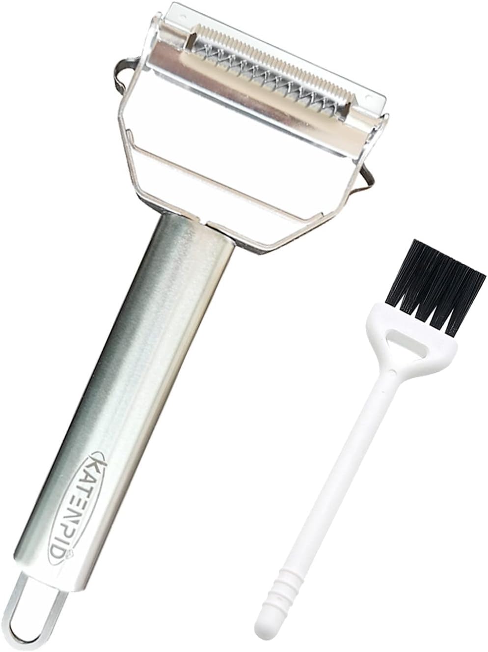 Ultra Sharp Vegetable Peeler，Stainless Steel 2 in 1 Julienne Vegetable Peeler With Brush Perfect for Carrot Potato Cucumber Gadget Vegetable Fruit (Silver)
