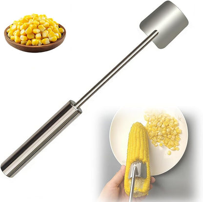 Corn Peeler for Corn on The Cob: Stainless Steel Corns Stripper Tool with Long Handle - Quick Corns Cutter for Kitchen, BBQ, Salad & Meal Prep (1)