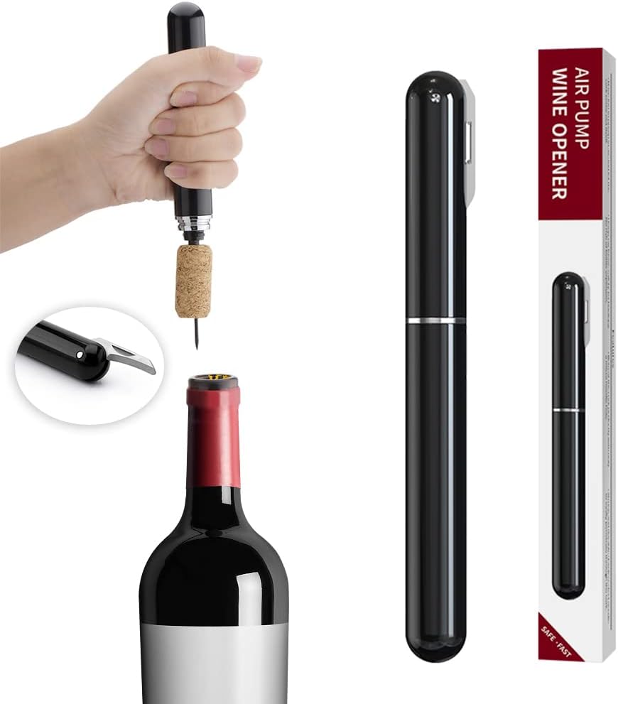 IPEROT Wine Bottle Opener, IPEROT Air Pressure Wine Corkscrew With Cutting Wine Bottle Foil Knife, Effortlessly Open Wine Bottles Without Damaging Corks, Easy-to-Use(Red)