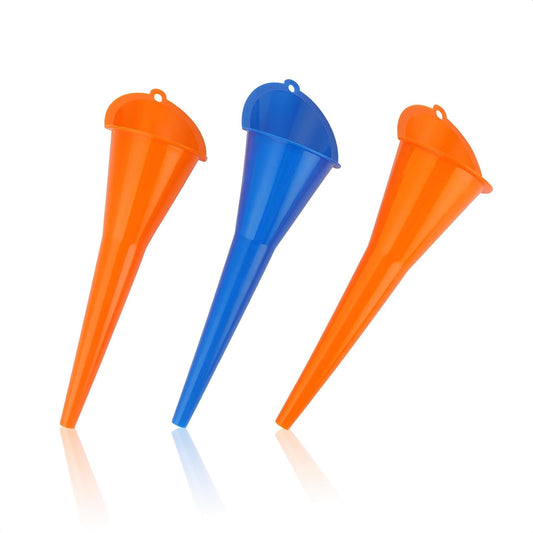 Oil Funnel 3-Pack, Multi Function Plastic Long Neck Oil Funnel - for All Automotive Oils Lubricants Engine Oils Water Diesel Fuel Kerosene