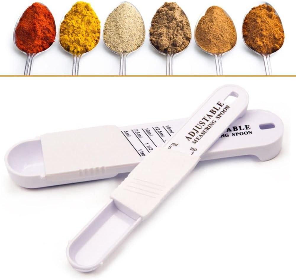 2 PCS Adjustable Measuring Spoon Set, Measuring Dry/Liquid Ingredients, Metering Spoon for Baking, Cooking