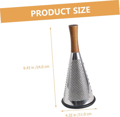 Kitchen Grater Cheese Grater with Handle Carrot Peeler Veggie spiralizer Manual Mandoline Slicer Cheese Slicer Cucumber Slicer Cone-Shaped Cheese Grater Truffle Wood Vertical
