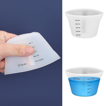 4pcs Laundry Measuring Cup, 125ml Silicone Liquid Measuring Cups Reusable Washable Laundry Detergent Measuring Cup, No More Mess or Leaks for Bathroom Dormitory