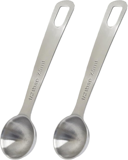 2Pcs 2/3 Tablespoon (2/3 Tbsp | 2 Tsp | 10 Ml | 10 Cc) Stainless Steel Measuring Spoons, 2 Teaspoon Metal Single Measuring Spoon for Measuring Coffee Powder, Grains and Loose Tea