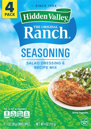Hidden Valley Original Ranch Seasoning, Dressing and Recipe Mix, 1 Ounce Each, 4 Count (Package May Vary)