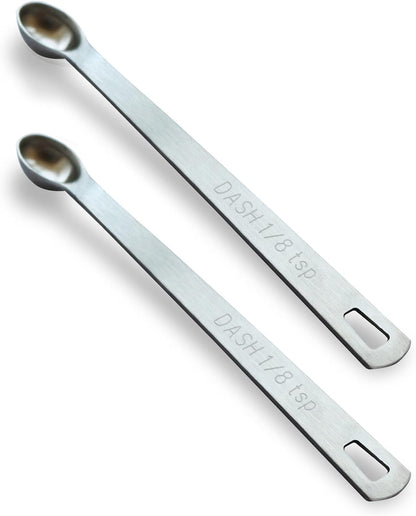 2PCS 1/8 Teaspoon(1/8tsp, 0.625 ml, Dash) Single Tiny Measuring Spoon, Small Individual Stainless Steel Measure Spoons Only
