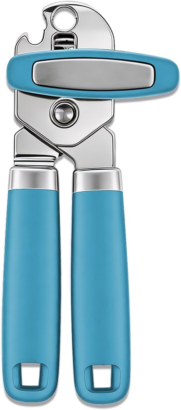 Can Opener Manual, Hand Heavy Duty Stainless Steel Bottle Opener Comfortable Handle, Sharp Blade Smooth Edge, Multifunctional Kitchen Tool, Black