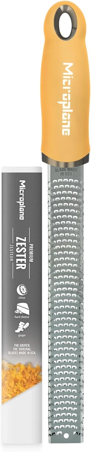 Premium Classic Series Zester - Pomegranate Red | Lemon Zester tool, Hard Cheese & Vegetable Grater | For Citrus, Parmesan Cheese, Garlic, Ginger, Nutmeg | Fine Stainless Steel Blade, Made in USA