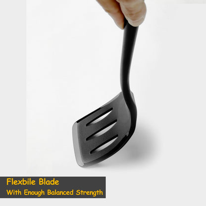 Large Size Silicone Spatula Set, 600°F Heat Resistant Silicone Spatula Turner Flipper for Cooking, Non Stick and Non Scratch Kitchen Utensils for Eggs & Pancakes, 2-Pack, Black