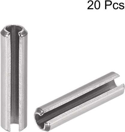 uxcell Slotted Spring Pin - M4 x 30mm 304 Stainless Steel Split Spring Roll Dowel Pins Plain Finish 20Pcs