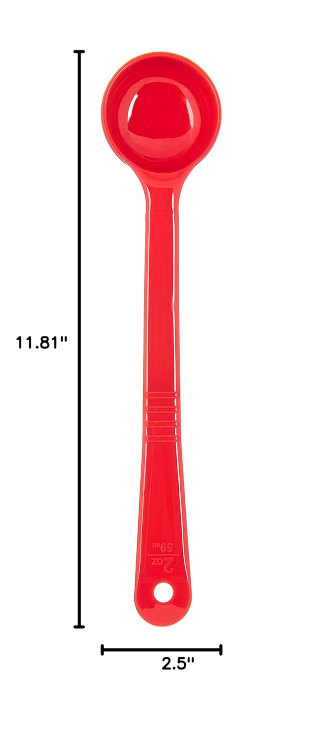 Carlisle FoodService Products 399214 Solid Long Handle Portion Control Spoon, 8 oz, Blue