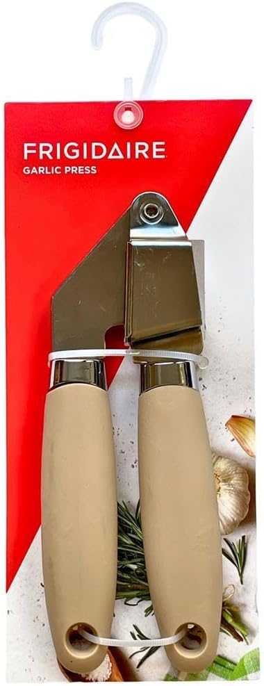 Frigidaire Garlic Press, Stainless Steel with Soft Ergonomic Silicone Handle (OLIVE)