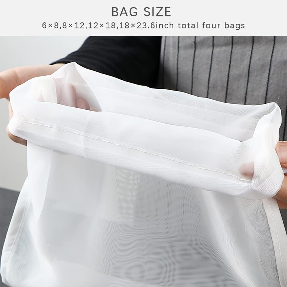 4PCS Large Size Fine Mesh Nylon Strainer For Kitchen，CheeseCloth For Straining With Handle Strainers ,Extra Fine Mesh Strainer Cheese Cloths Bulk Sieve For Cooking Kitchen Tools For Straining