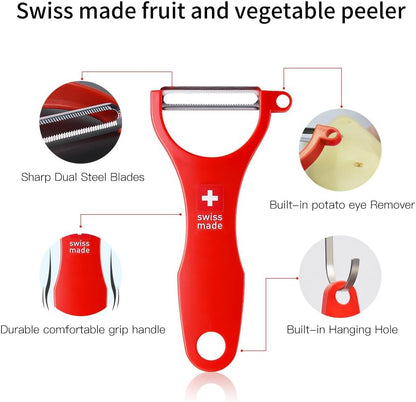 Original Swiss Made Peeler Vegetable&Fruits stainless steel blade Peeler for kitchen (BLACK-Thick skin Peeler)