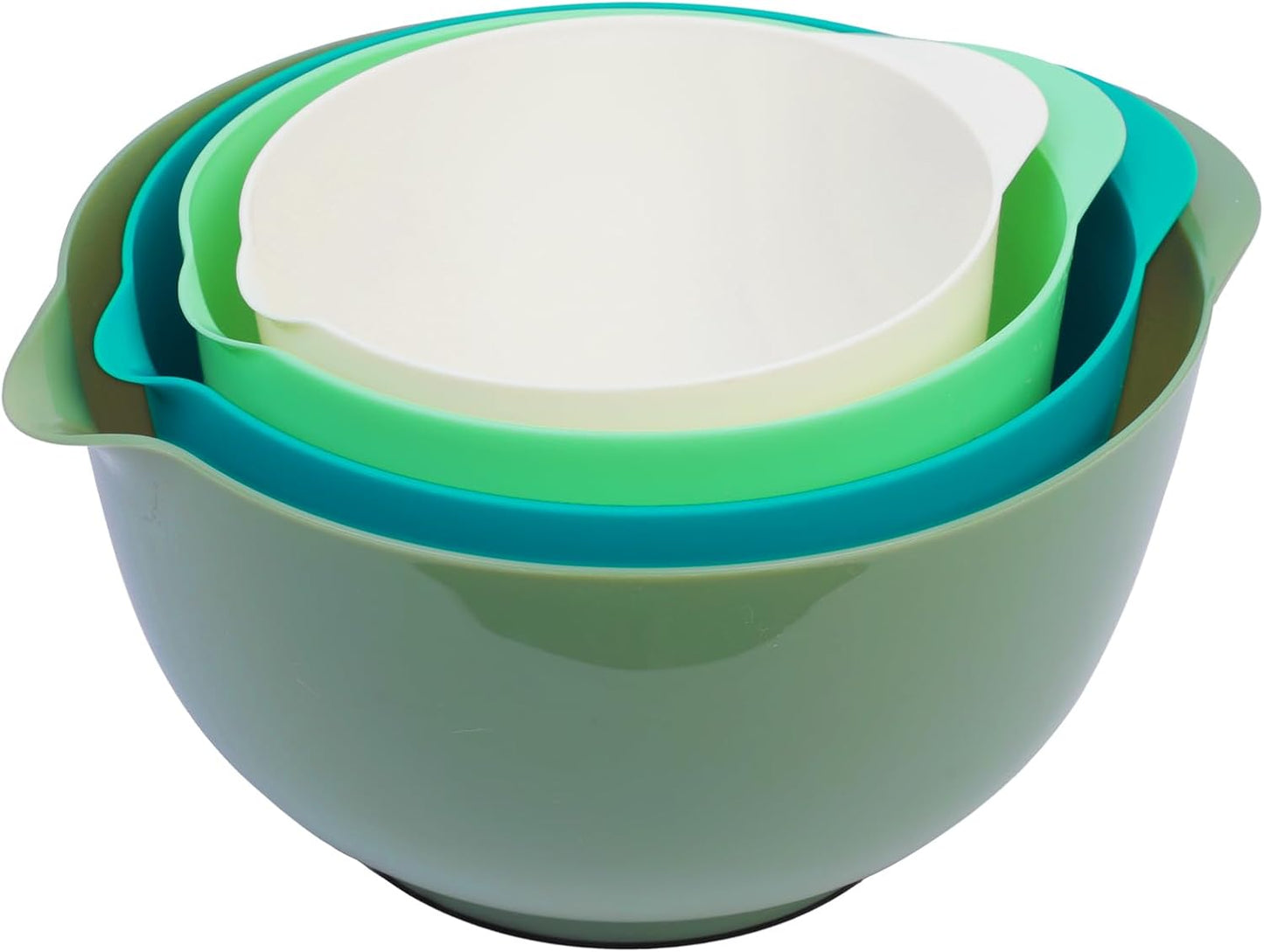 BoxedHome Nesting Plastic Mixing Bowl Set, 4 Piece Mixing Bowl Set with Pour Spouts, Size 1.7, 2.5, 3.5 and 4.5qt, for Prepping, Mixing, Baking, Cooking(2023 New Version, Pink)