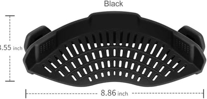 Clip On Silicone Strainer for Pots and Pans, Pasta Strainer, Food Strainer for Meat, Vegetables, Fruit, Gray