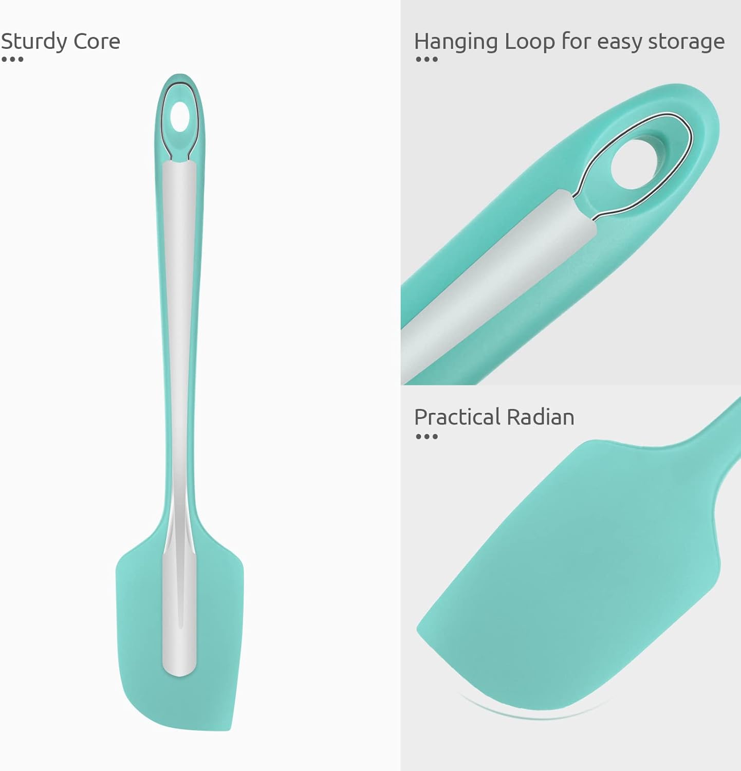 Heat Resistant Silicone Large Spatula: U-Taste 600ºF High Heat Flexible 11.38in Silicon Mixing Stirring Cooking Scraping Baking Bowl Scraper Seamless Spreader for Kitchen Nonstick Cookware (Aqua Sky)