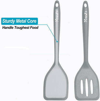 Silicone Spatula Turner Set, High Heat Resistant Spatulas with Seamless One Piece Design, Nonstick Rubber Flippers Utensils for Baking & Cooking,BPA-Free, Starry Blue,11IN