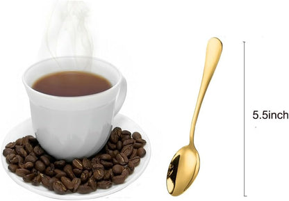 Wesdxc56 Demitasse Espresso Spoons, Mini Coffee Spoon, 4.7 Inches Stainless Steel Small Spoons for Dessert, Set of 6