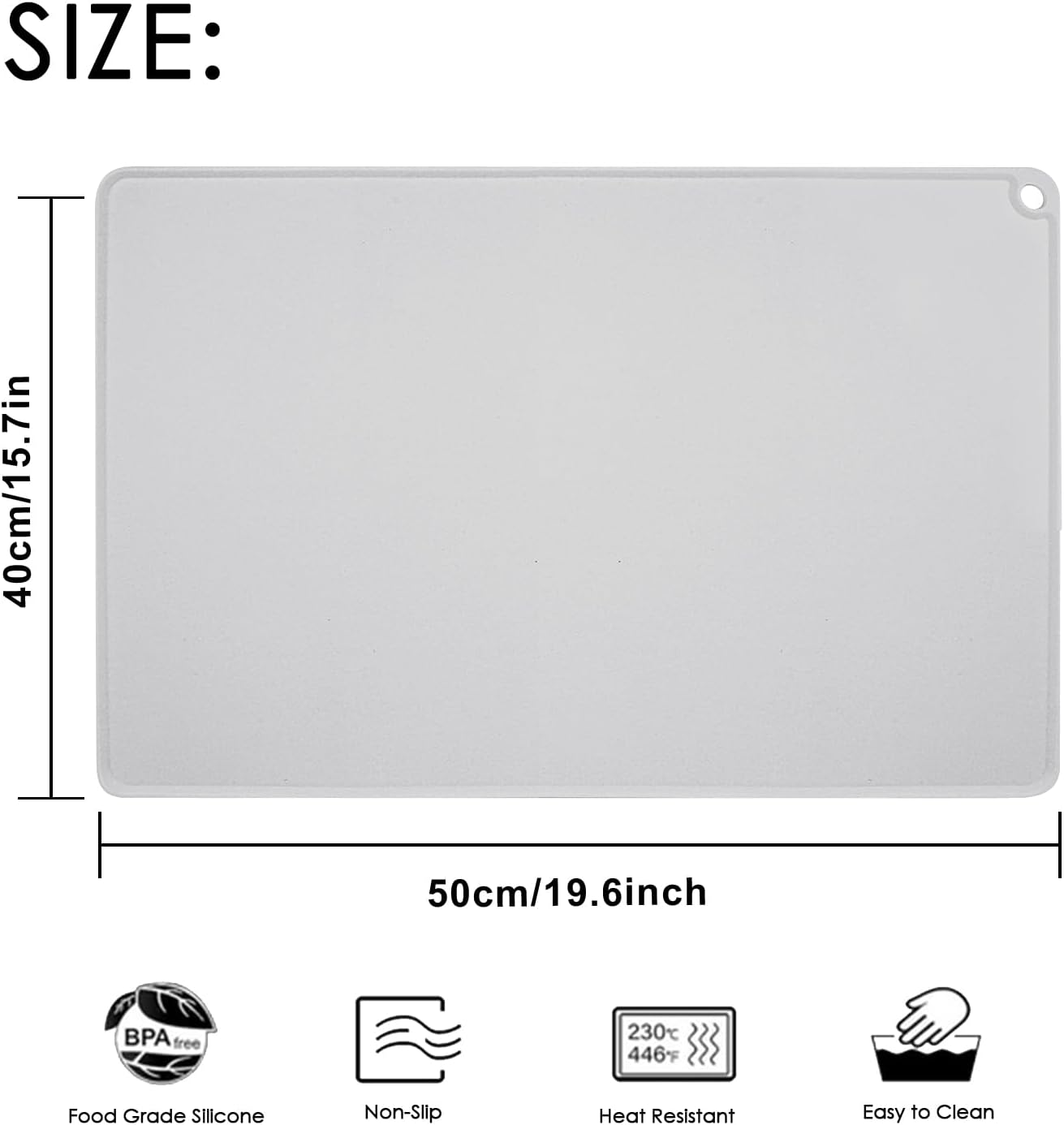 Standard Silicone Mat,Black Baking Mat-Food Grade Kids Dinner Table Placemat Non Slip Counter Mat with Raised Edges Heat Resistant Mat for Air Fryer Nonstick Pastry Dough Mat(1 Pack 23.6'' x 15.7'')