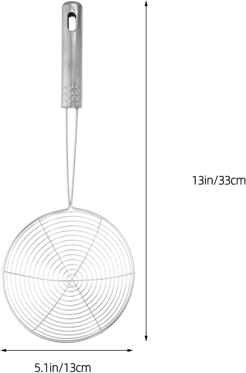 Zerodeko Stainless Steel Skimmer Spoon 12.99In Wire Mesh Strainer with Long Handle for Kitchen Cooking Frying and Serving Food