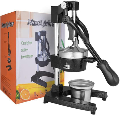 Cast Iron Juicer, Easy to Clean Heavy-Duty Manual Citrus Juicer, Manual Citrus Hand Press with a Stainless Steel Cup, Pomegranate, Orange Lemon Squeezer for Home Kitchens & Restaurants