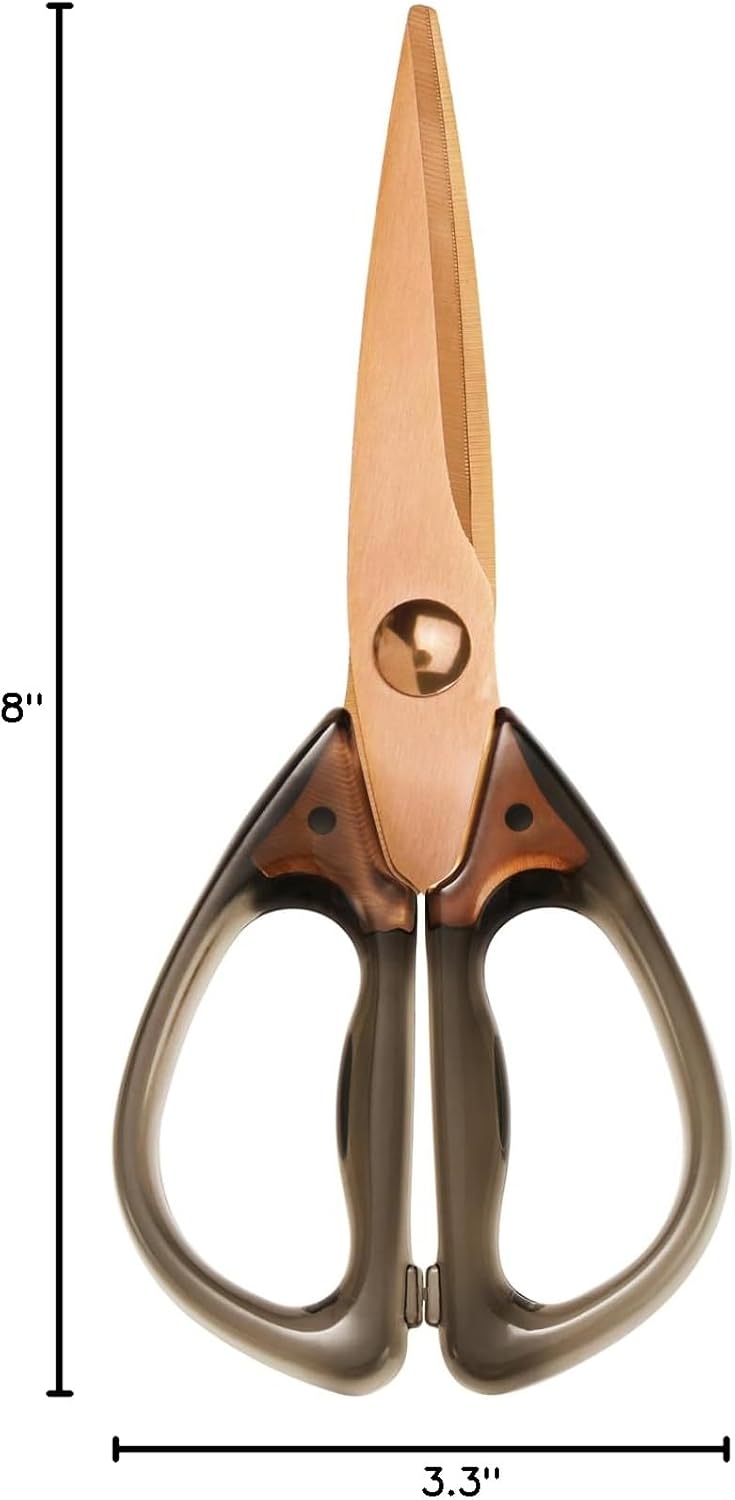 Heavy Duty Kitchen Scissors, Titanium Coated All Purpose Shears - Extra Sharp Detachable Blades for Poultry, Chicken Bones, Meat, Vegetables, Herbs | Micro Serrated & Ergonomic Handle