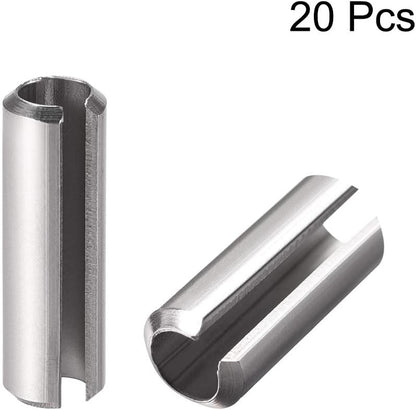 uxcell Slotted Spring Pin - M4 x 30mm 304 Stainless Steel Split Spring Roll Dowel Pins Plain Finish 20Pcs