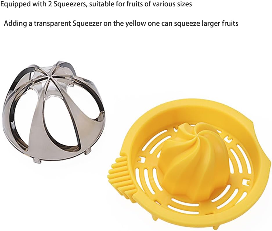 Citrus Lemon Orange Grapefruit Juicer, Manual Squeezer with Measuring Cup Container and Grater, Hand Juicer Reamer Rotation Press with Strainer, 2 Pour Spouts, 600ml/20oz
