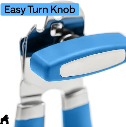 GORILLA GRIP Heavy Duty Stainless Steel Smooth Edge Manual Can Opener and Bottle Openers, US Designed, Soft Comfortable Handle, Oversized Handheld Turn Knob, Multifunctional Kitchen Tool, Black