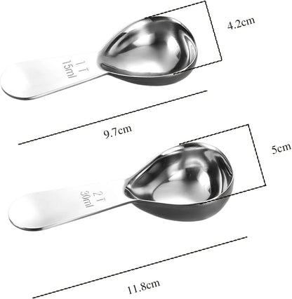 2Pcs Stainless Steel Coffee Scoop,1TBSP&2TBSP(15ML&30ML) Tablespoon Measuring spoon,Black
