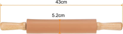 HARFINGTON Silicone Rolling Pins for Baking 12.2 Inch Non-Stick Silicone Surface Wooden Handle Rolling Pin Small Roller Playdough Rolling Pins for Fondant Kitchen Dough Pizza, Green
