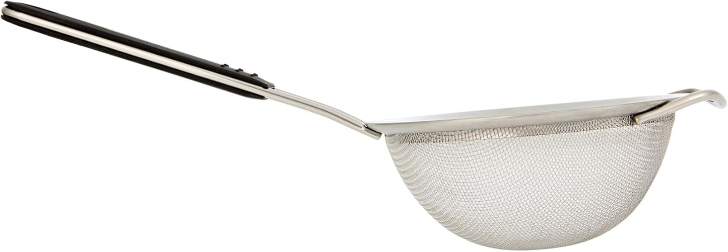 Restaurantware Fine Mesh Strainer Set of 3 Different Sizes with Silicone Handle Stainless Steel Extra Fine Mesh Strainer Heat-Resistant Handle Dishwasher-Safe for Rice, Quinoa, Pasta