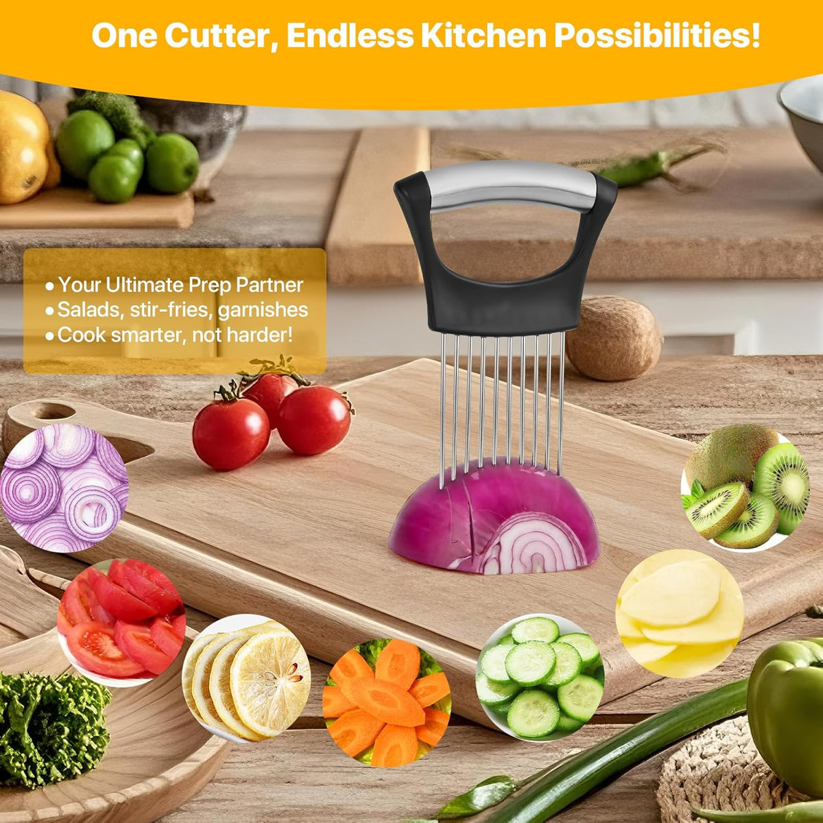 2 PCS Onion Holder for Slicing, Vegetable Slicer Slice Cutter Chopper Guide