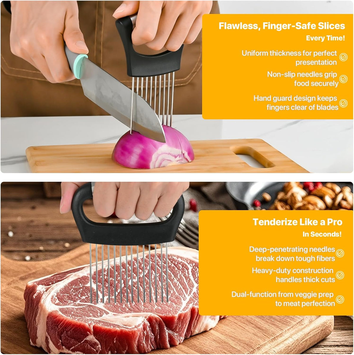 2 PCS Onion Holder for Slicing, Vegetable Slicer Slice Cutter Chopper Guide
