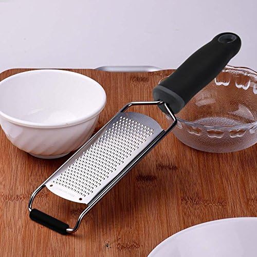 Lemon Zester, Stainless Steel Kitchen Cheese Grater, Plastic Cover Ergonomic Soft Black Handle