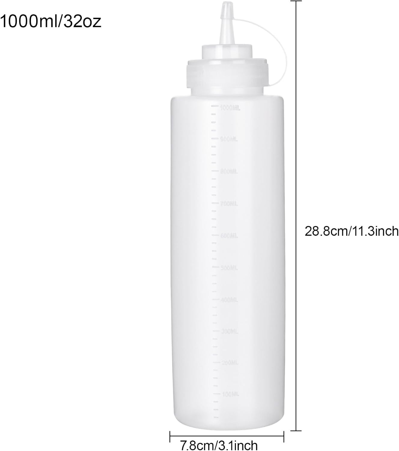 Premium Leak-Proof Squeeze Bottles Plastic Sauce, Ketchup, Condiment & Syrup Dispenser for Kitchen, Pancake Batter, Salad Dressing, Cooking Oil - BPA Free, Dishwasher Safe (4, 12oz)