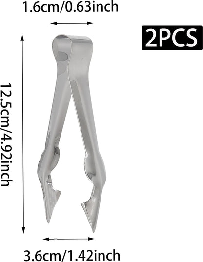 2Pcs 4.92Inch Silver Stainless Steel Multi-Functional Fruit & Vegetable Stem Remover Clip, Versatile Pineapple/Strawberry Eye Remover Gadget for Kitchen/Home Use