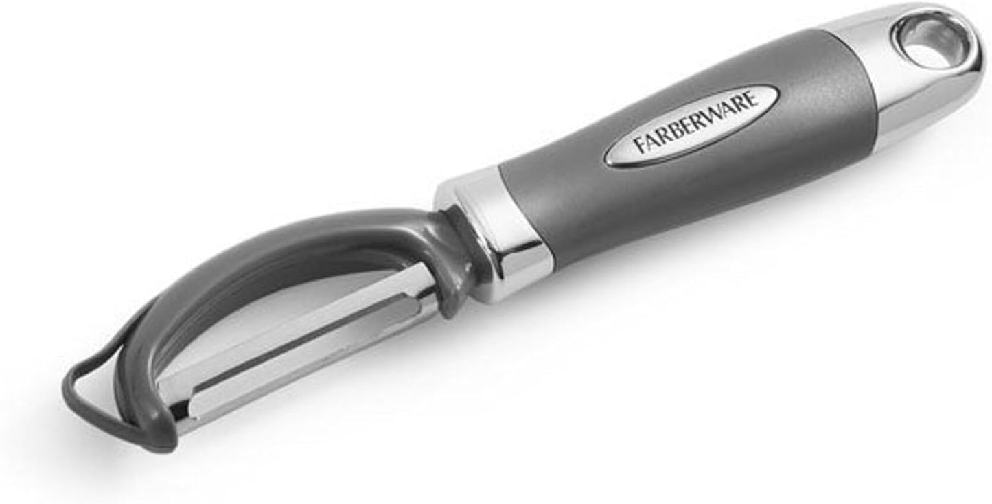 Farberware Pro2 Vegetable Peeler, Euro Peeler with Razor-Sharp Stainless Steel Blade, Swivel Peeler for Potatoes, Fruits, and Vegetables, Built-In Bud Remover, Dishwasher Safe