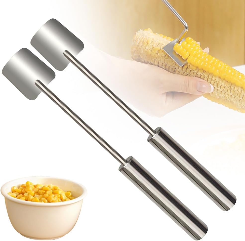 Corn Cob Stripper, 2025 New Stainless Steel Corn Stripping Tool, Fast Corn Peeler for Corn on the Cob Cutter Kernel Remover for Kitchen (1)