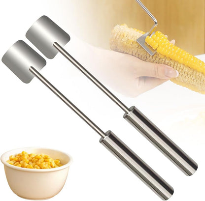 Corn Cob Stripper, 2025 New Stainless Steel Corn Stripping Tool, Fast Corn Peeler for Corn on the Cob Cutter Kernel Remover for Kitchen (1)