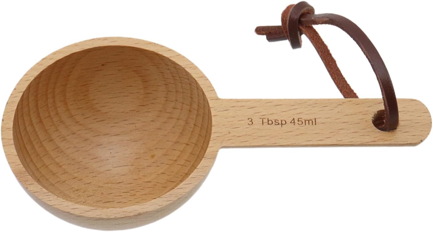 30ml Wood Measuring Spoon and Scoop Wooden Tablespoon 30ml Measuring Scoop 2 TBSP Retro Coffee Spoons for Dry Ingredients Ground Tea Spice (Wood Color, 2TBSP)